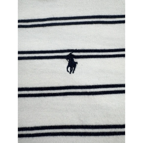 Polo Ralph Lauren Men's XL White Blue Striped Polo Shirt Short Sleeve Blue Pony - Picture 9 of 9